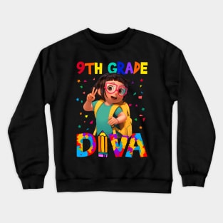 9th Grade Diva Back To School Crewneck Sweatshirt